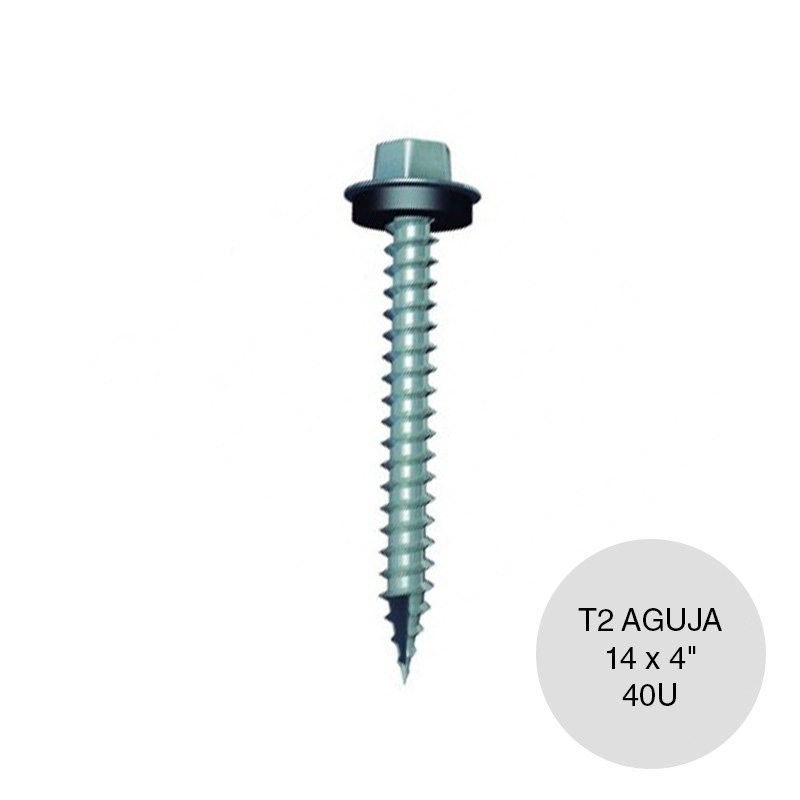 Tornillo autoperforante Tel-Hex Tipo 2 madera punta aguja 14 x 4" caja x 40u
