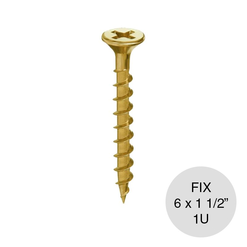 Tornillo autoperforante Tel-Fix 6 x 1 1/2" dorado