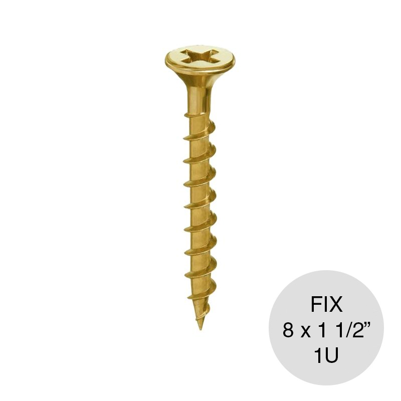 Tornillo autoperforante Tel-Fix 8 x 1 1/2" dorado