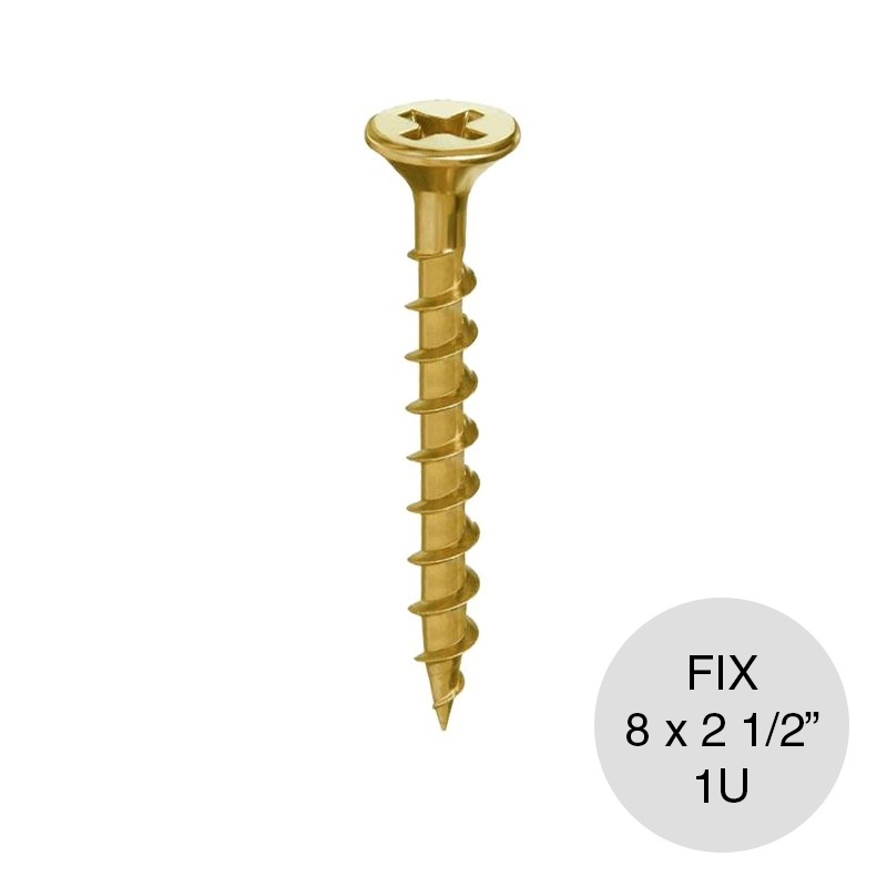 Tornillo autoperforante Tel-Fix 8 x 2 1/2" dorado