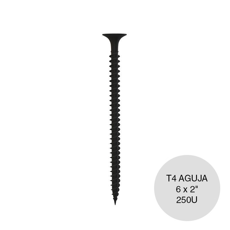 Tornillo autoperforante Tel-Dry T4 punta aguja 6 x 2" caja x 250u
