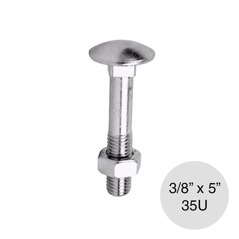 Bulon cabeza redonda cuello cuadrado c/tuerca 3/8" x 5" caja x 35u