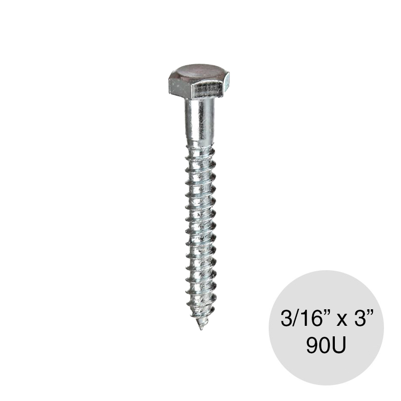 Tornillo Tirafondo Hexagonal 3/16" x 3" caja x 90u