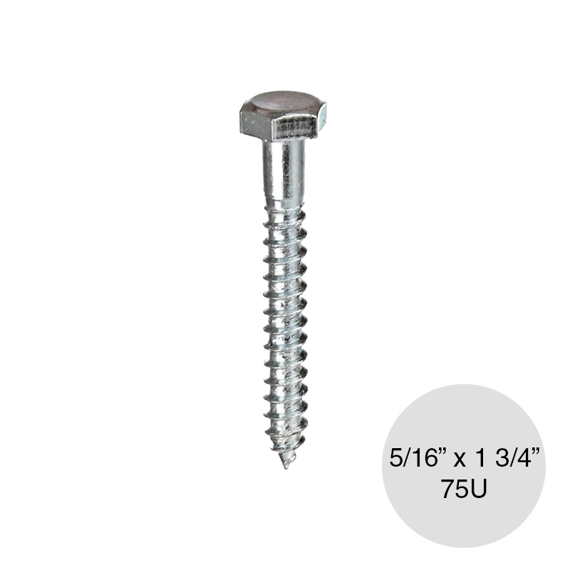 Tornillo Tirafondo Hexagonal 5/16" x 1 3/4" caja x 75u