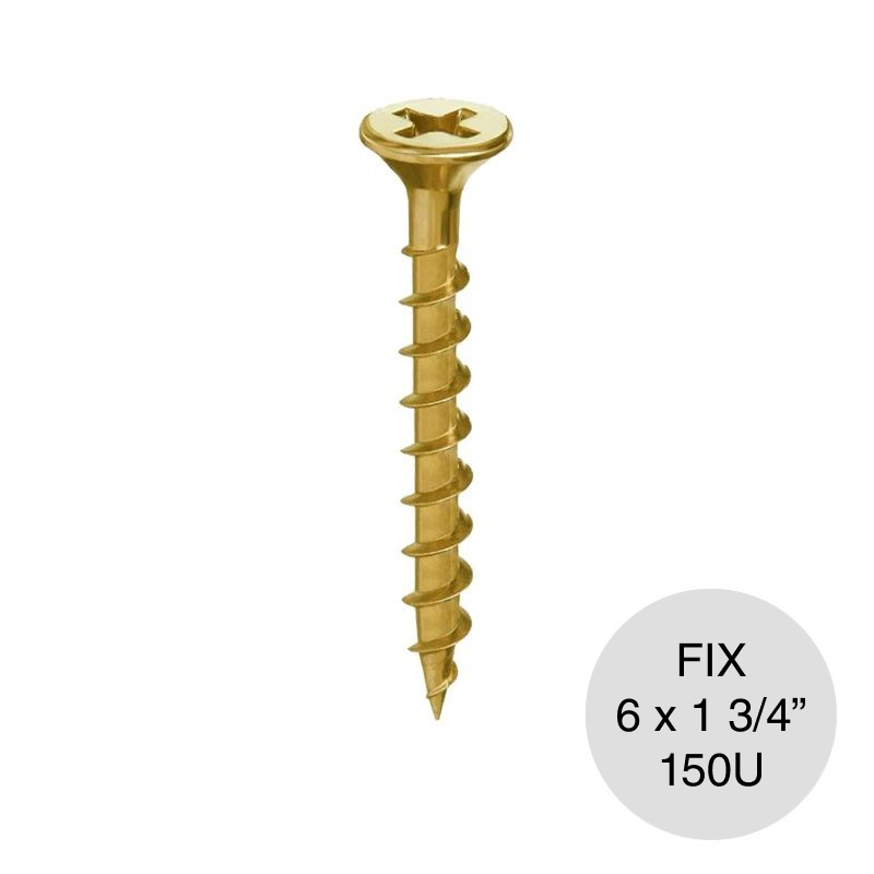 Tornillo autoperforante Tel-Fix dorado 6 x 1 3/4" caja x 150u