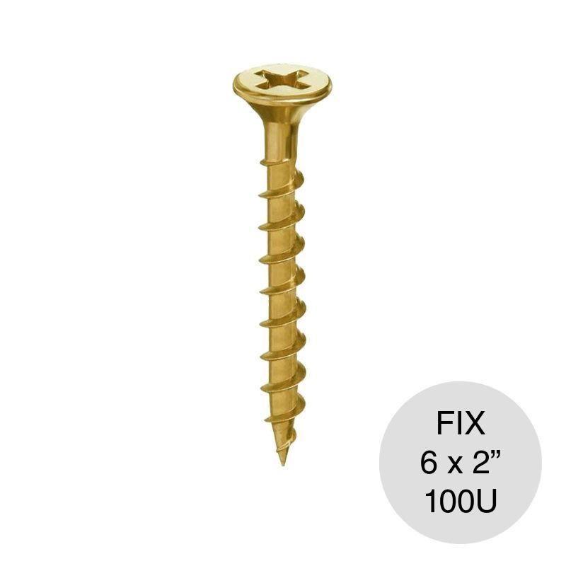 Tornillo autoperforante Tel-Fix dorado 6 x 2" caja x 100u