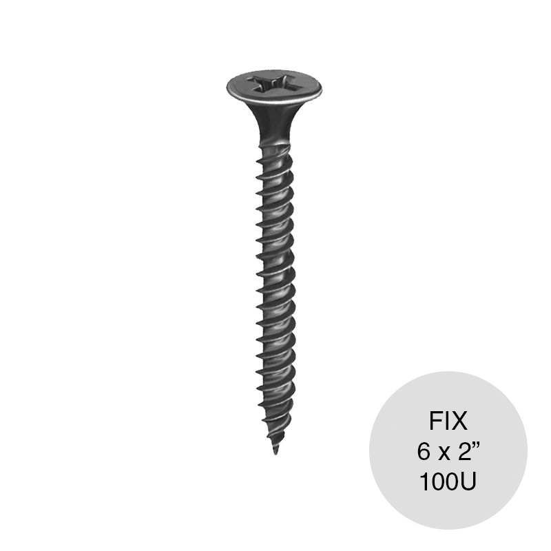 Tornillo autoperforante Tel-Fix 6 x 2" negro caja x 100u