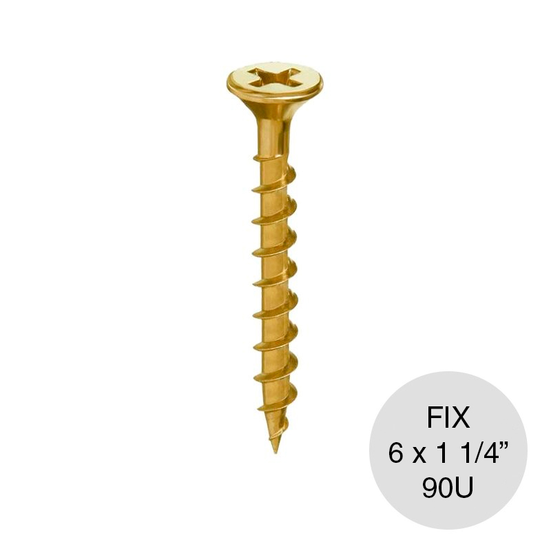 Tornillo autoperforante Tel-Fix dorado 6 x 1 1/4" caja x 90u