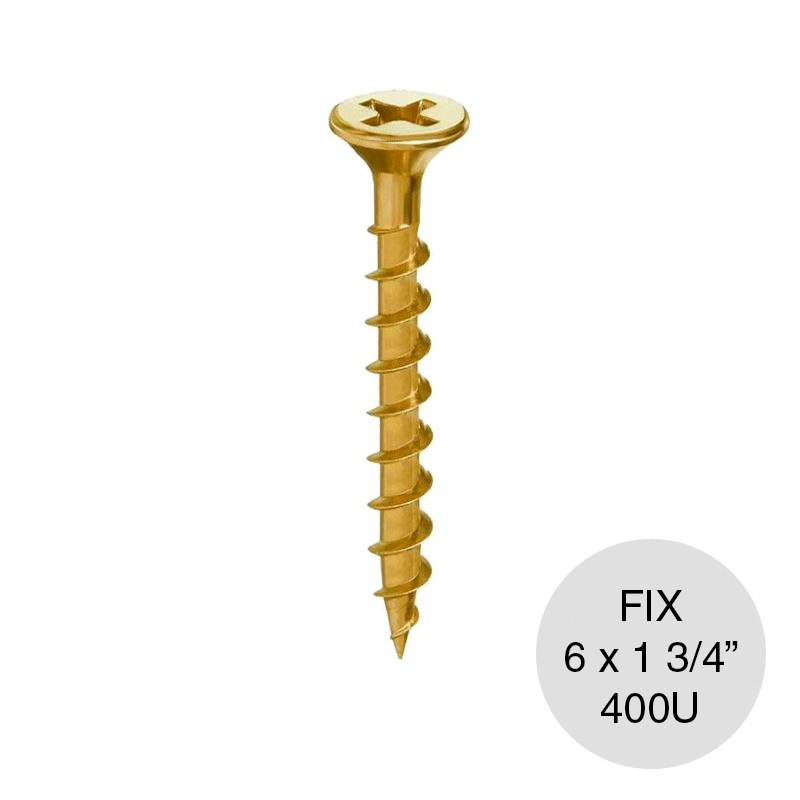 Tornillo autoperforante Tel-Fix dorado 6 x 1 3/4" caja x 400u