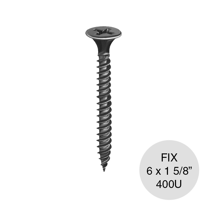 Tornillo autoperforante Tel-Fix negro 6 x 1 5/8" caja x 400u