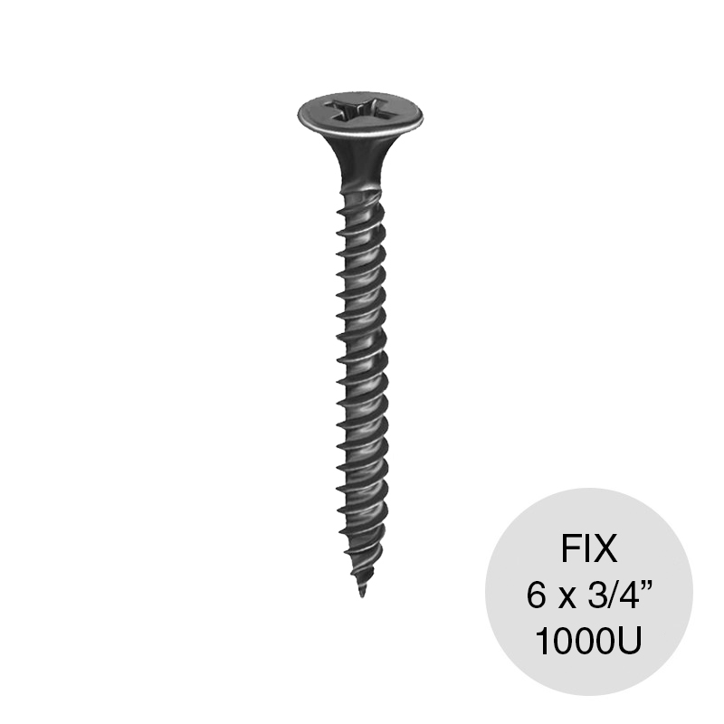 Tornillo autoperforante Tel-Fix negro 6 x 3/4" caja x 1000u