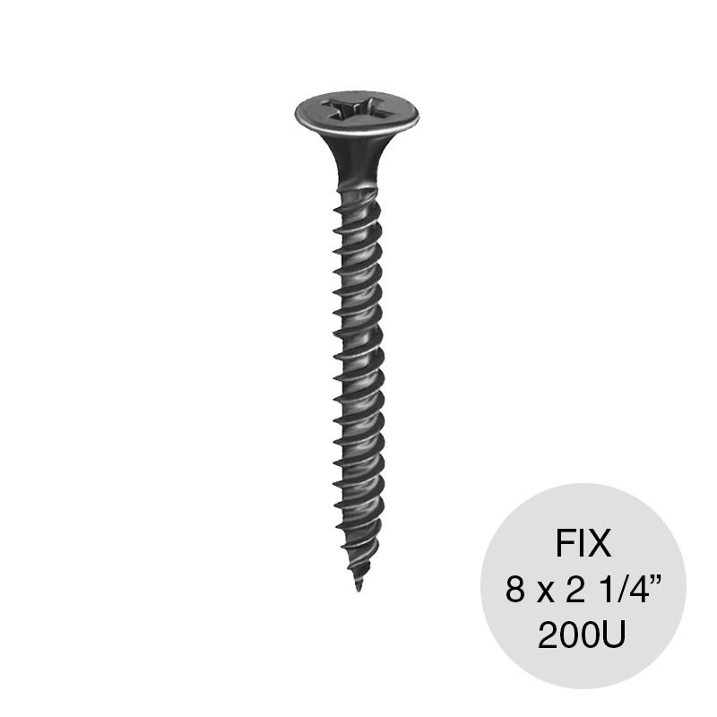 Tornillo autoperforante Tel-Fix negro 8 x 2 1/4" caja x 200u