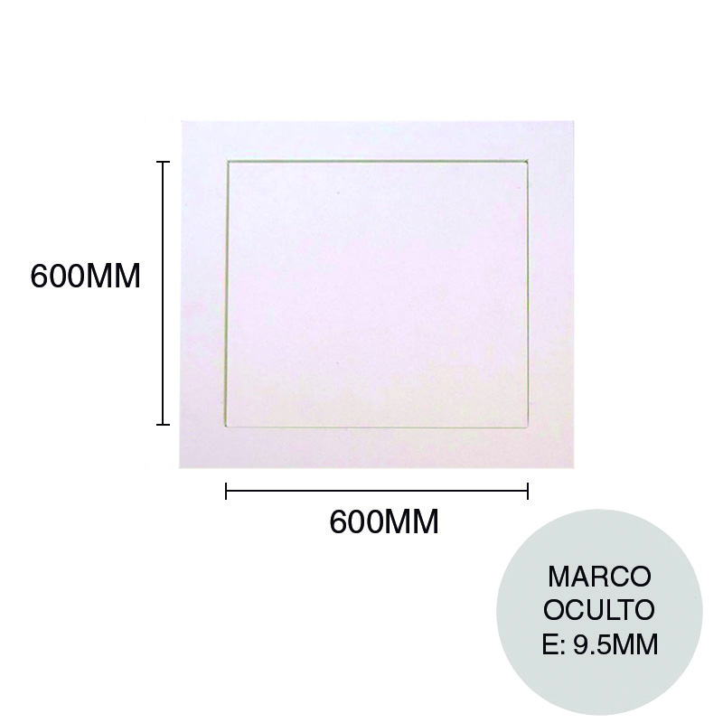 Tapa inspeccion cielorraso marco oculto 9.5mm x 600 mm x 600 mm