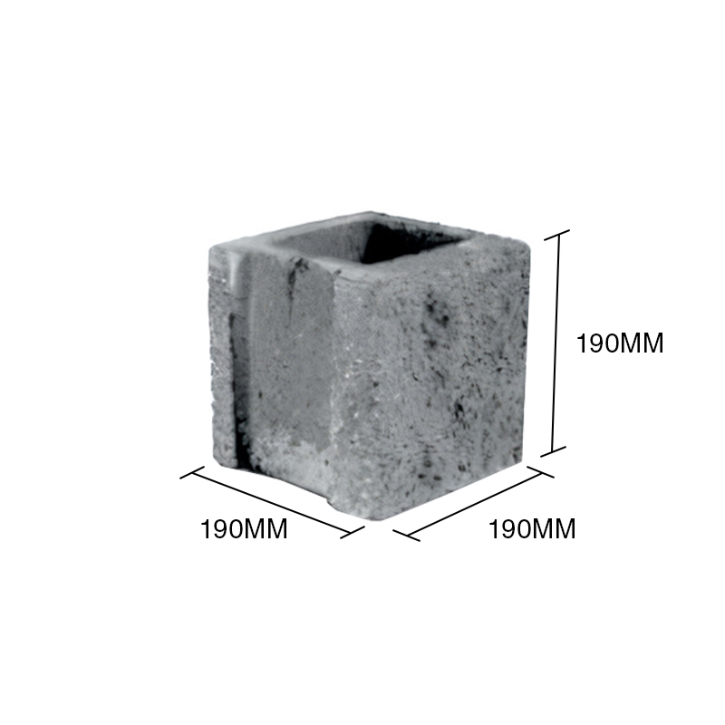 Bloque T20 mitad hormigon simil piedra 190mm x 190mm x 190mm