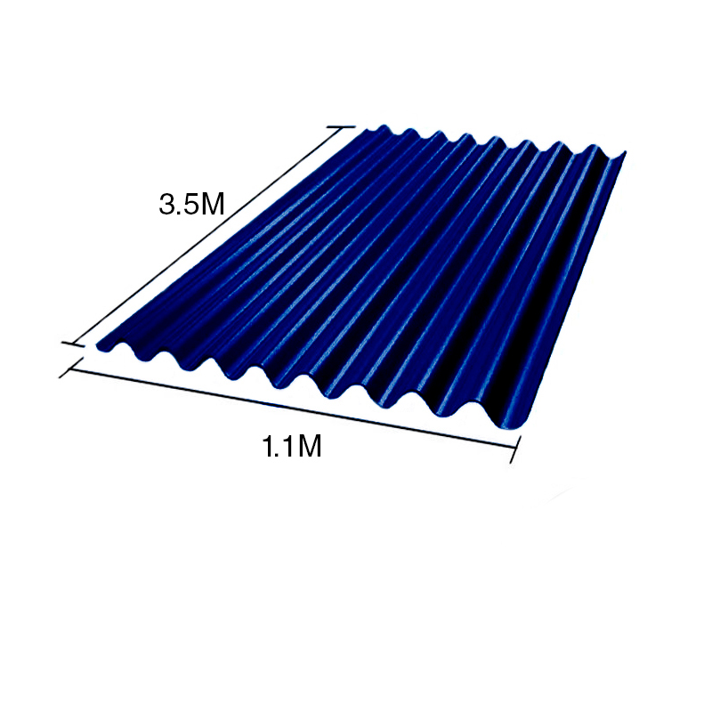 Chapa sinusoidal acanalada galvanizada techos C25 prepintada azul 3.5m x 1.1m x 0.5mm