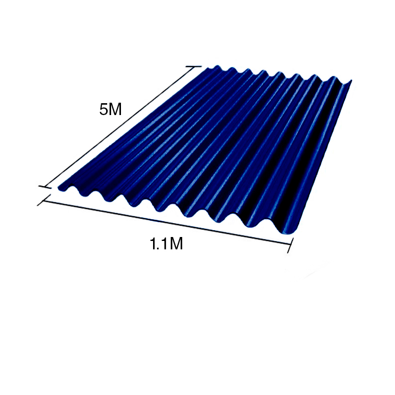 Chapa sinusoidal acanalada galvanizada techos C25 prepintada azul 5m x 1.1m x 0.5mm