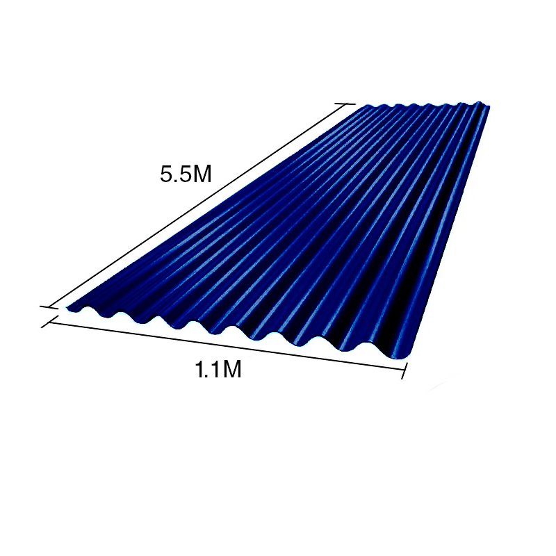 Chapa sinusoidal acanalada galvanizada techos C25 prepintada azul 5.5m x 1.1m x 0.5mm