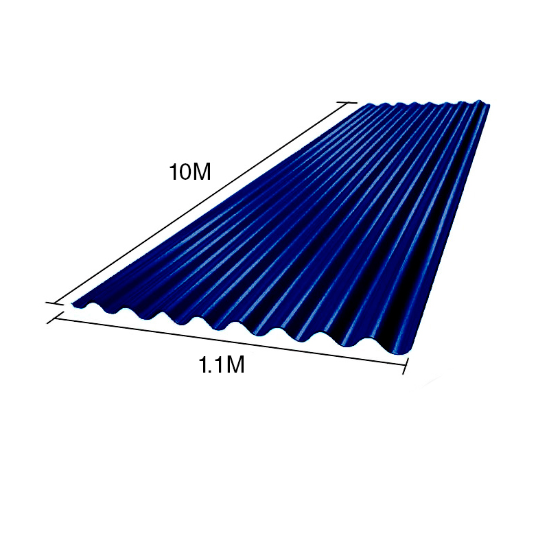 Chapa sinusoidal acanalada galvanizada techos C25 prepintada azul 10m x 1.1m x 0.5mm