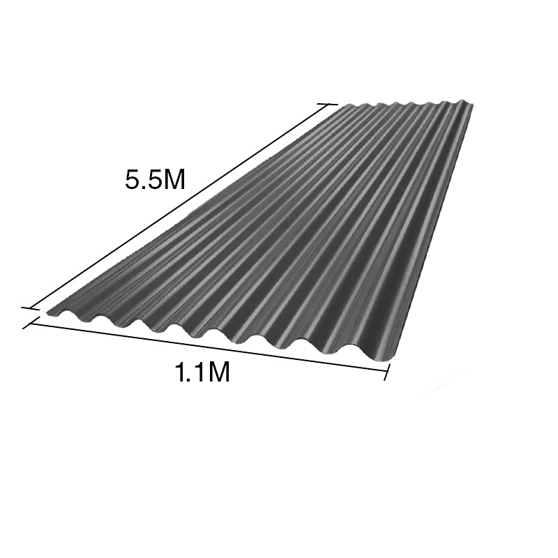 Chapa sinusoidal acanalada galvanizada techos C25 prepintada gris 5.5m x 1.1m x 0.5mm