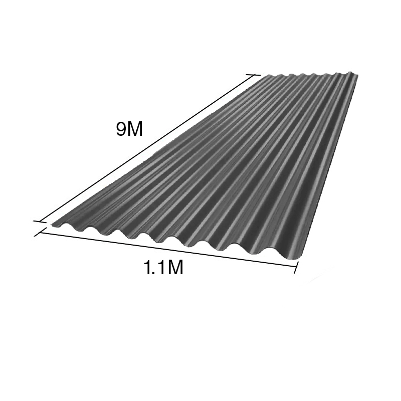 Chapa sinusoidal acanalada galvanizada techos C25 prepintada gris 9m x 1.1m x 0.5mm