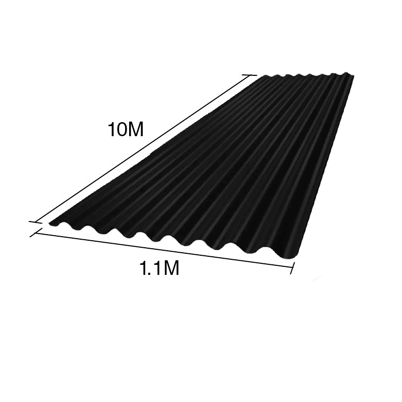 Chapa sinusoidal acanalada galvanizada techos C25 prepintada negro 10m x 1.1m x 0.5mm