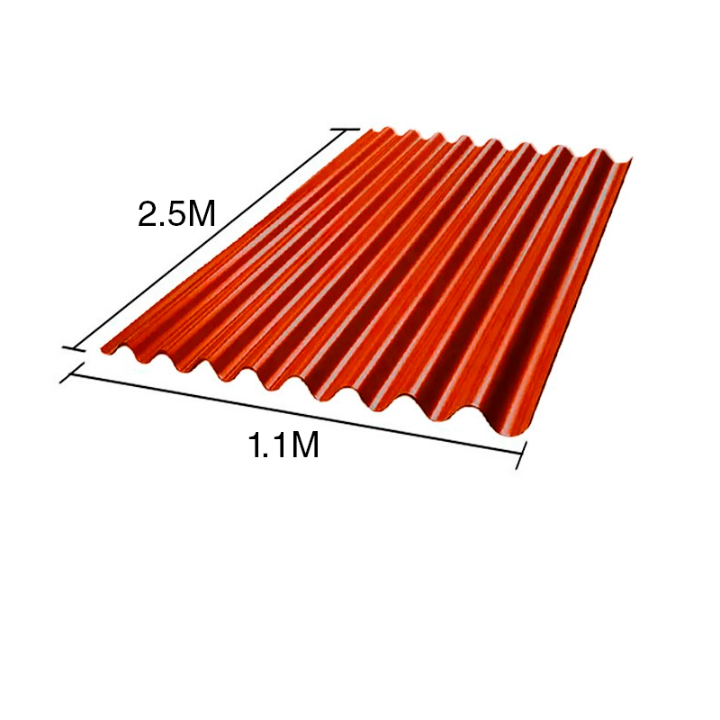 Chapa sinusoidal acanalada galvanizada techos C25 prepintada rojo 2.5m x 1.1m x 0.5mm