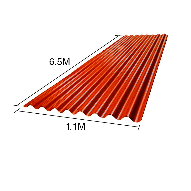 Chapa sinusoidal acanalada galvanizada techos C25 prepintada rojo 6.5m x 1.1m x 0.5mm
