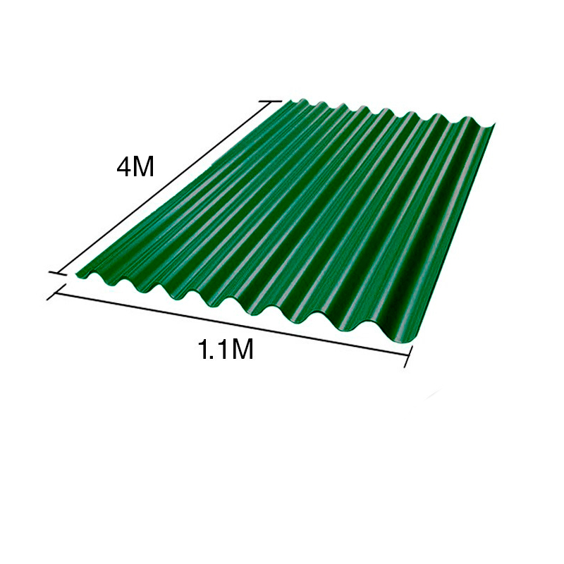 Chapa sinusoidal acanalada galvanizada techos C25 prepintada verde 4m x 1.1m x 0.5mm
