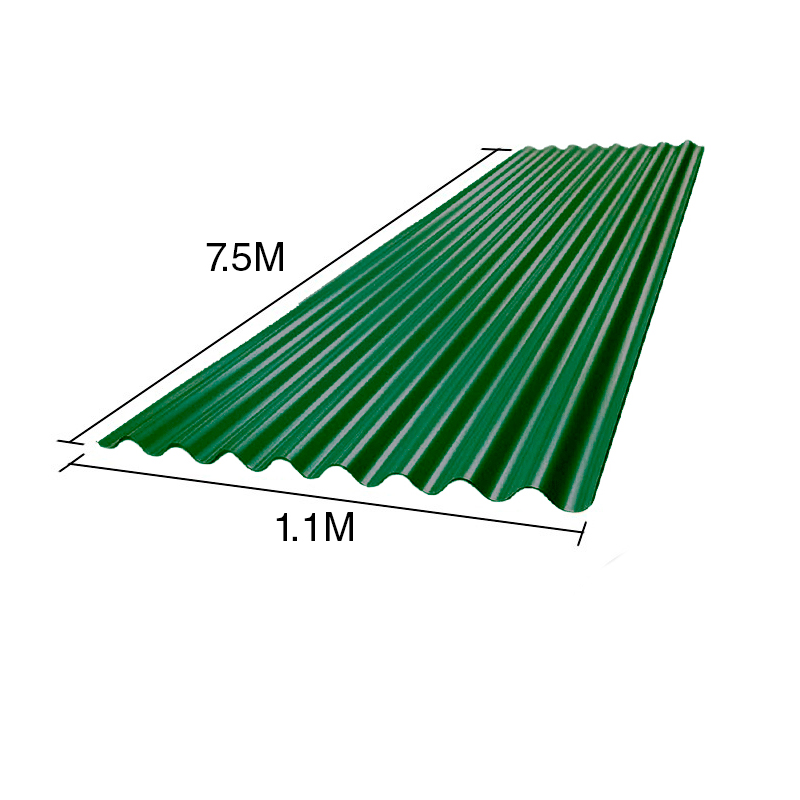 Chapa sinusoidal acanalada galvanizada techos C25 prepintada verde 7.5m x 1.1m x 0.5mm