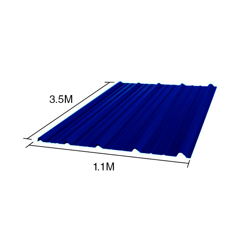 Chapa trapezoidal T1010 galvanizada techos C25 prepintada azul 3.5m x 1.1m x 0.5mm