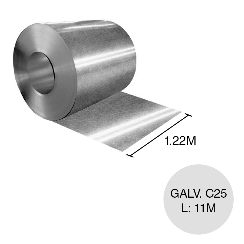 Bobina chapa galvanizada C25 0.5mm x 1.22m x 11m