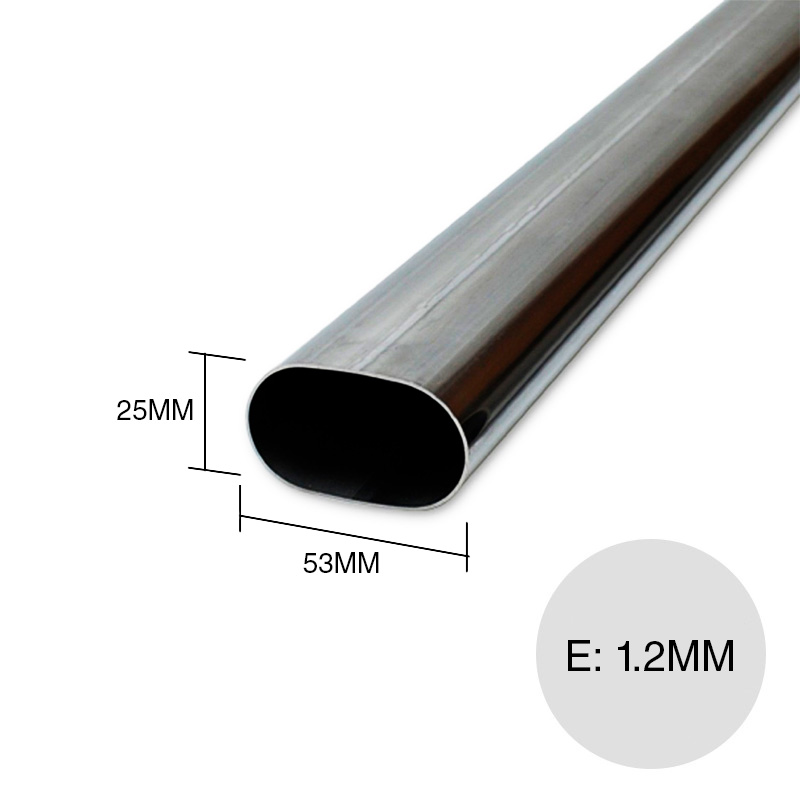 Tubo estructural pasamanos 6m x 53mm x 25mm x 1.2mm
