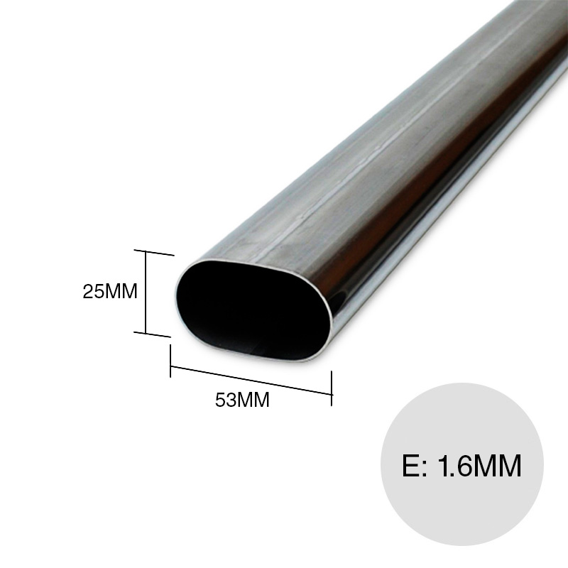 Tubo estructural pasamanos 6m x 53mm x 25mm x 1.6mm
