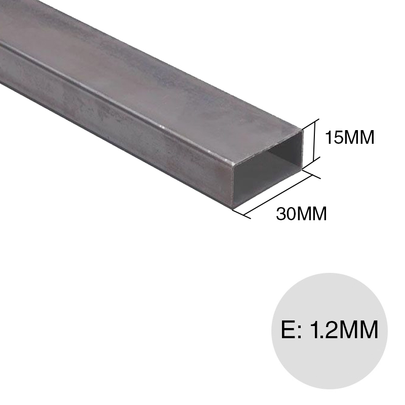 Caño rectangular estructural 6m x 30mm x 15mm x 1.2mm