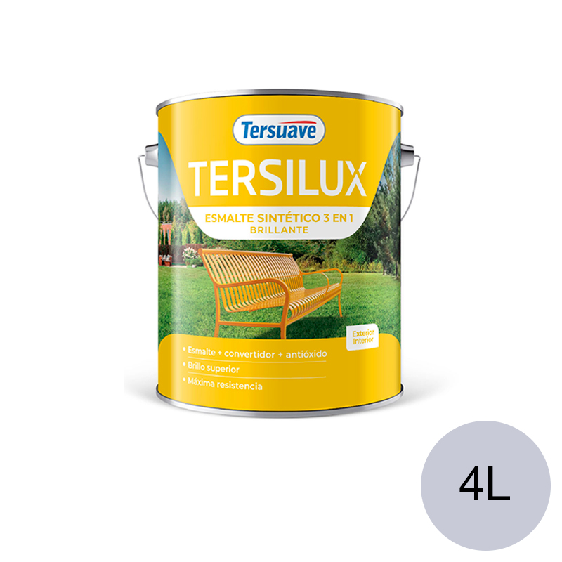 Esmalte Sintetico Brillante Convertidor Antioxido Tersuave Gris Hielo 4L