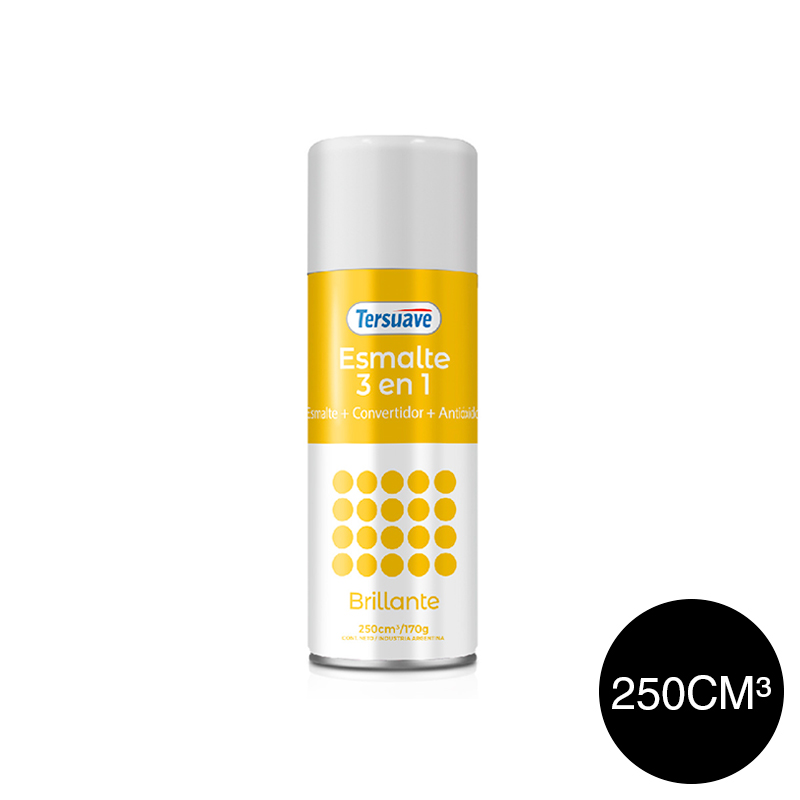 Aerosol Esmalte Sintetico Convertidor Antioxido Brillante Tersuave Negro 250cc