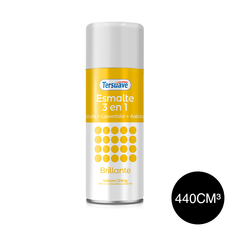Aerosol Esmalte Sintetico Convertidor Antioxido Brillante Tersuave Negro 440cc