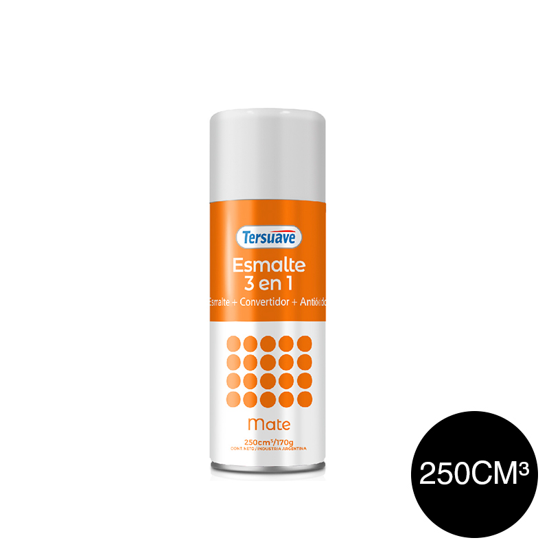 Aerosol Esmalte Sintetico Convertidor Antioxido Mate Tersuave Negro 250cc