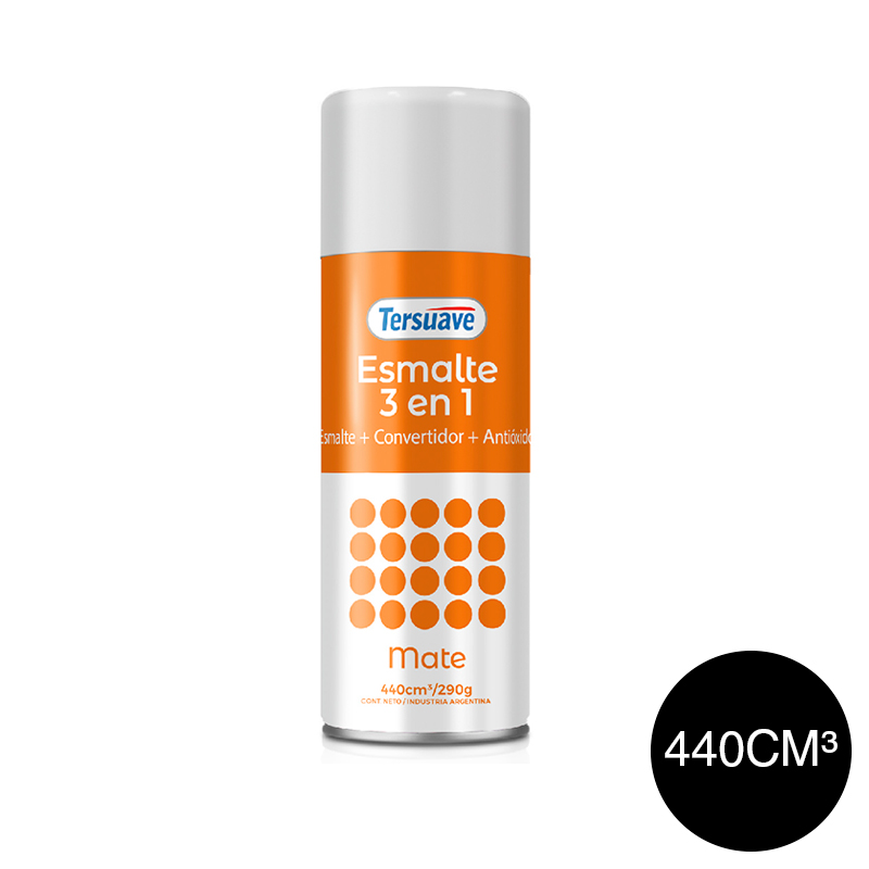 Aerosol Esmalte Sintetico Convertidor Antioxido Mate Tersuave Negro 440cc