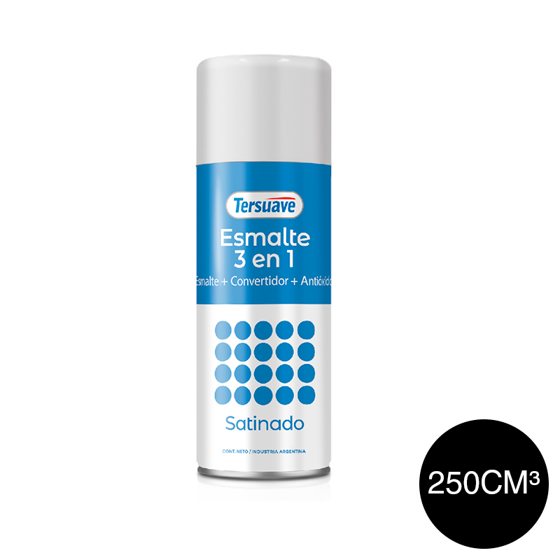 Aerosol Esmalte Sintetico Convertidor Antioxido Satinado Tersuave Negro 250cc