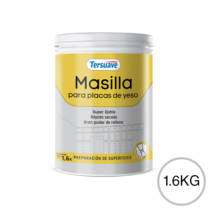 Masilla placa yeso interior blanco mate balde x 1.6kg