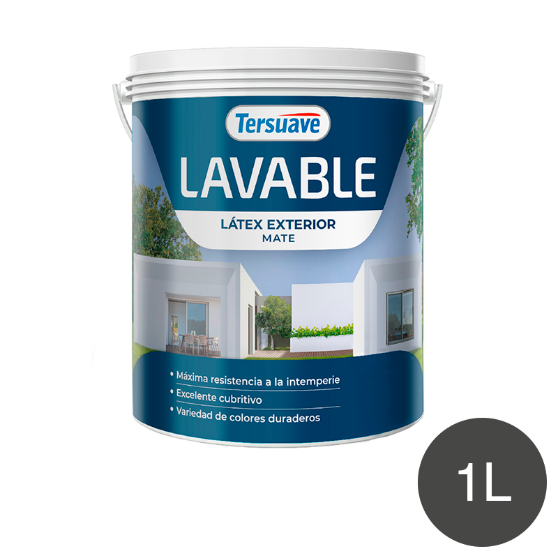 Pintura Latex Exterior Lavable Tersuave Negro Ebano Mate 1L