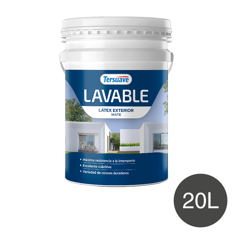 Pintura Latex Exterior Lavable Tersuave Negro Ebano Mate 20L