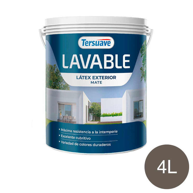 Pintura Latex Exterior Lavable Tersuave Gris Cemento Mate 4L