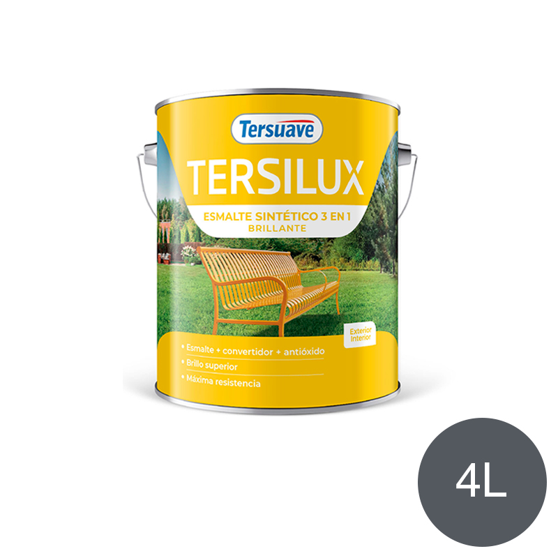 Esmalte Sintetico Brillante Convertidor Antioxido Tersuave Gris Oscuro 4L