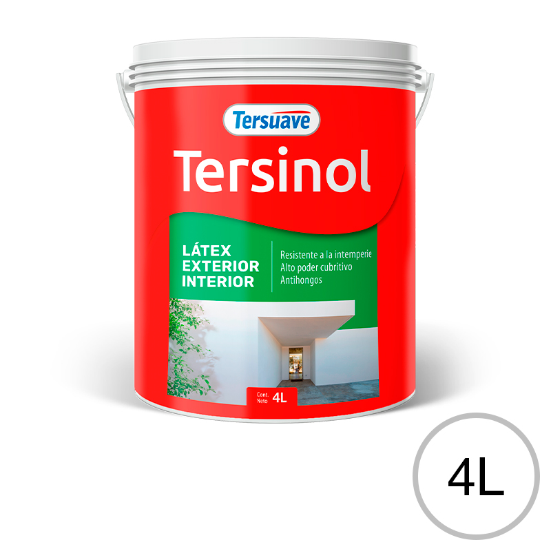 Pintura Latex Exterior Interior Antihongo Tersinol Blanco 4L