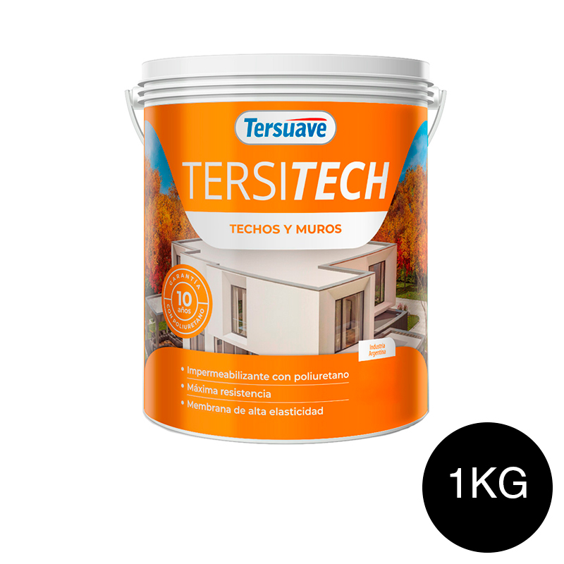 Membrana Liquida Impermeabilizante para Techos y Muros Tersitech Sin Fibras Negro Azabache 1Kg