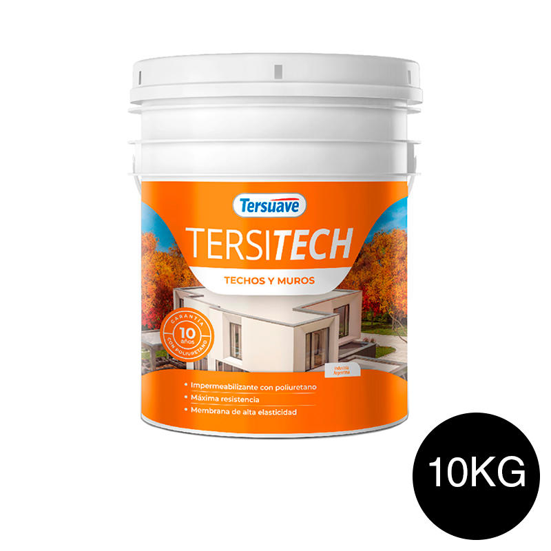 Membrana Liquida Impermeabilizante para Techos y Muros Tersitech Sin Fibras Negro Azabache 10Kg