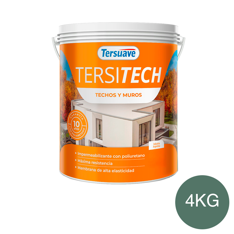 Membrana Liquida Impermeabilizante para Techos y Muros Tersitech Sin Fibras Verde Foresta 4Kg