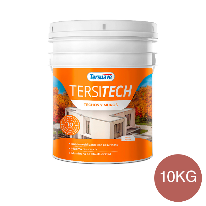 Membrana Liquida Impermeabilizante para Techos y Muros Tersitech Sin Fibras Rojo Teja 10Kg